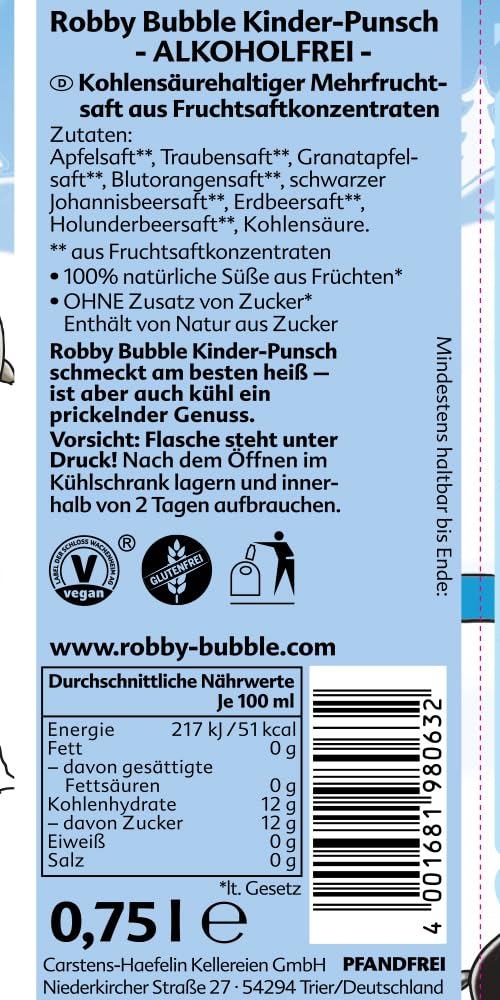 Robby Bubble Kinder-Punsch alkoholfrei (6x 0,75 l) (Packung mit 2)