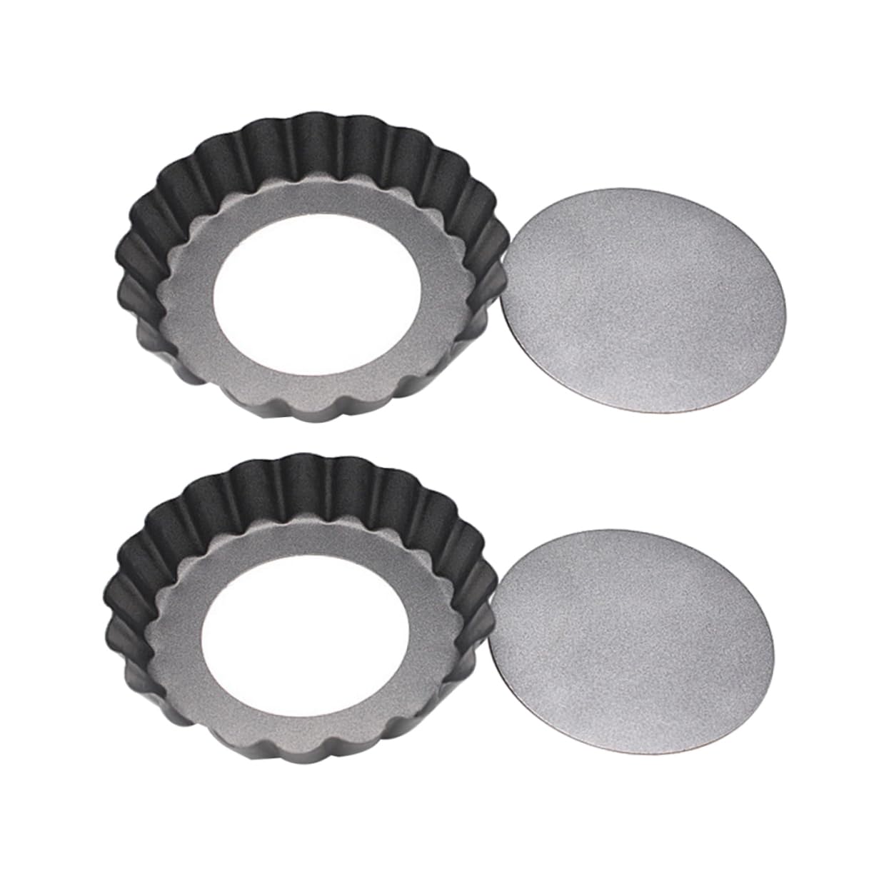 PRETYZOOM Non-stick Mini Tart Pans Set of 2 Removable Bottoms Miniature Molds Baking Mats for Easy Baking