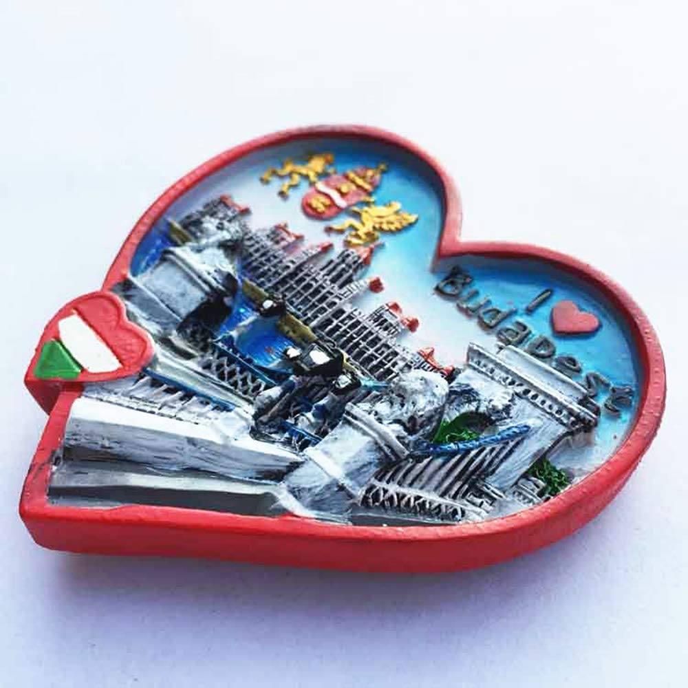 Calamita da frigorifero a forma di cuore Budapest Ungheria 3D regalo souvenir decorazione casa e cucina adesivo magnetico Budapest Ungheria frigorifero magnete collezione