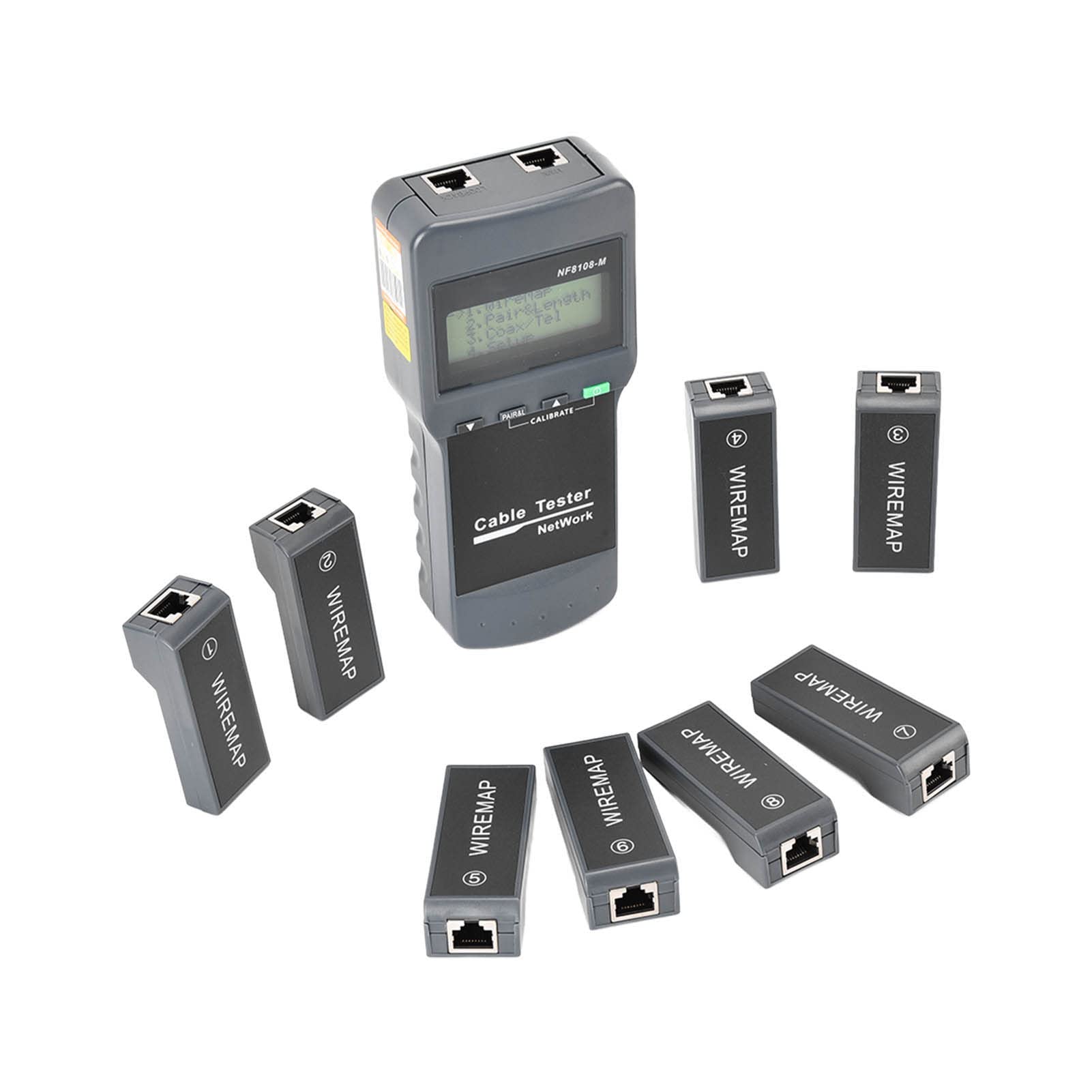 Hyuduo Tester per Cavi di Rete RJ45 Cable Finder con Display LCD 8 unità Remote per Test di connettività con Punto di Interruzione della Lunghezza Coppia di Cavi e Lunghezza Coassiale