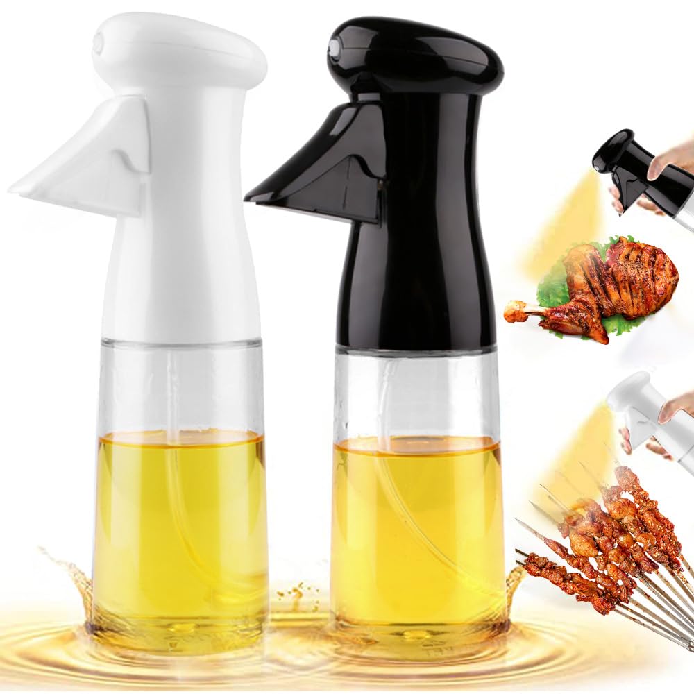 URbazaar 2 Pcs Sprayer Dispenser 7oz/200ml Olive Oil Sprayer Spray Bottle Oil Versatile Glass Spray Olive Oil Bottle Vinegar Bottle Glass for Cooking, Baking, Roasting and Grilling