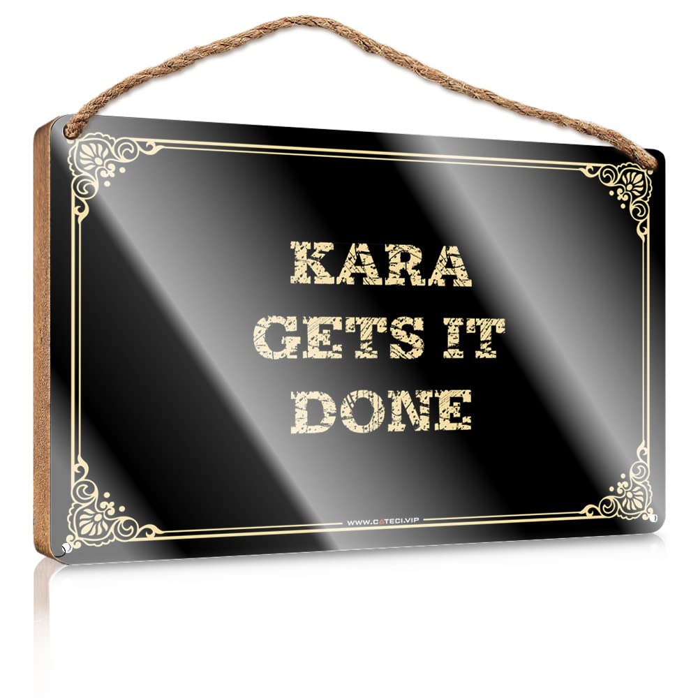 MAHQPZXSF Wood Plaque Hanging Sign Kara Gets It Done Wooden Sign Door Sign For Bedroom Fun Stuff(15X28CM)