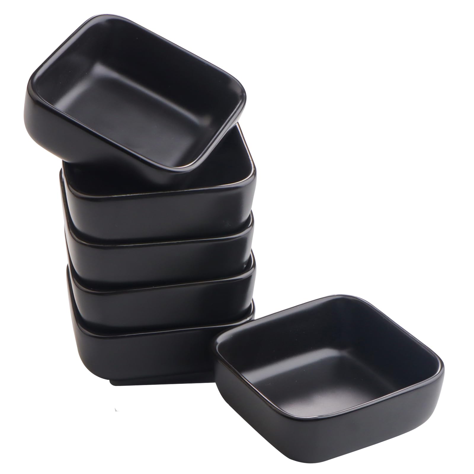 Set di 6 Ciotole per Salse in Ceramica - Mini Ciotole per Sushi, Spezie, Marmellata, Aperitivo, Dolci, Salse, Merenda, Barbecue, Frutta, Spuntino - Nero
