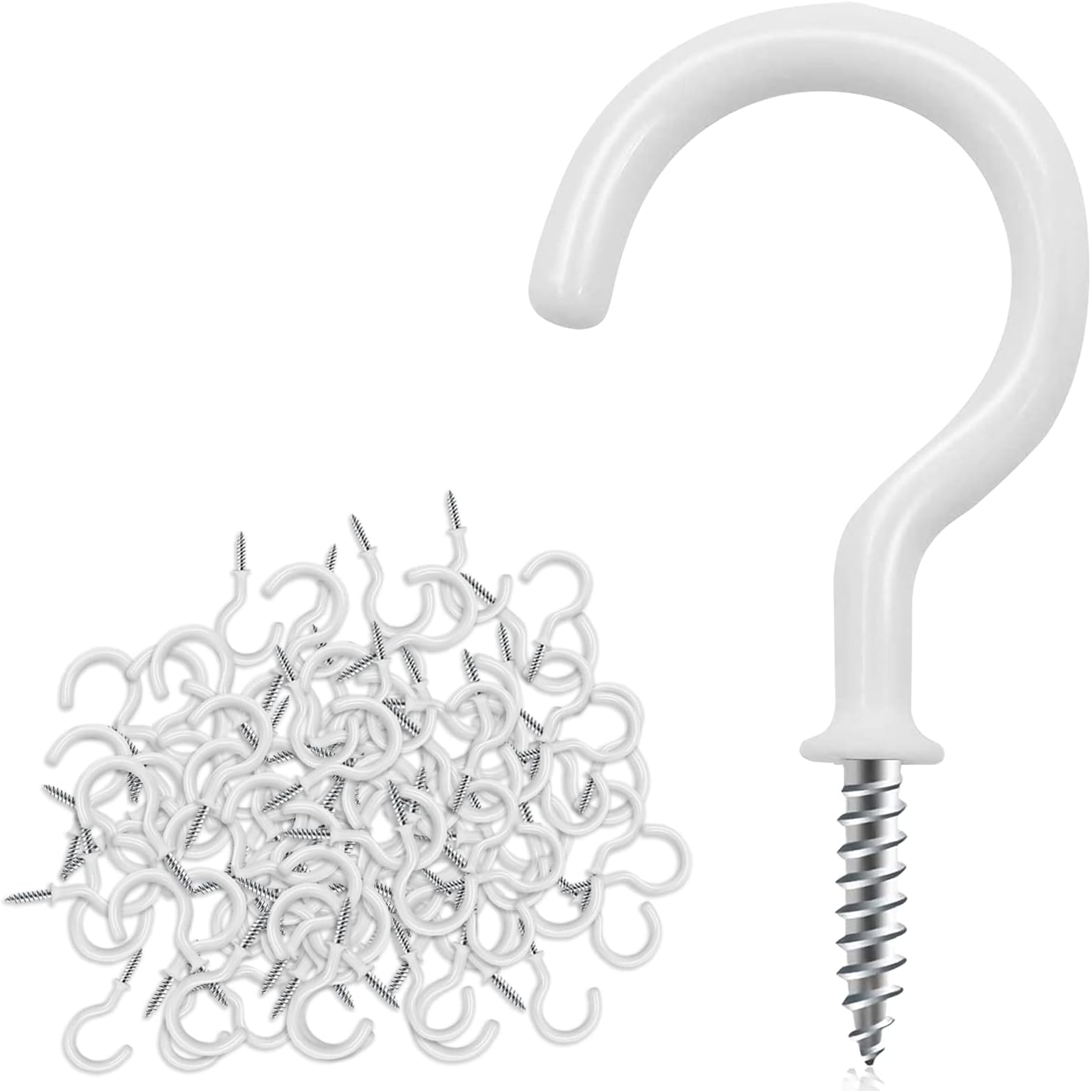 Etoolia 30-Pack White Ceiling Hooks - 2.9 Inch Screw-in Hooks With Plastic Pipes For Hanging Plants & Decor
