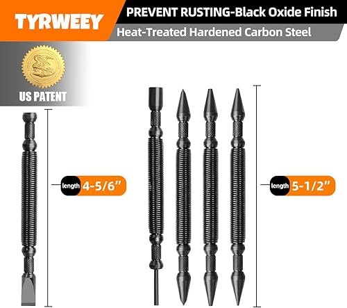 Miniatura 3 de Juego de 5 piezas de fijador de uñas de doble cabeza y punzón central de doble cabezal y removedor de pasador de bisagra, perforador de agujero
