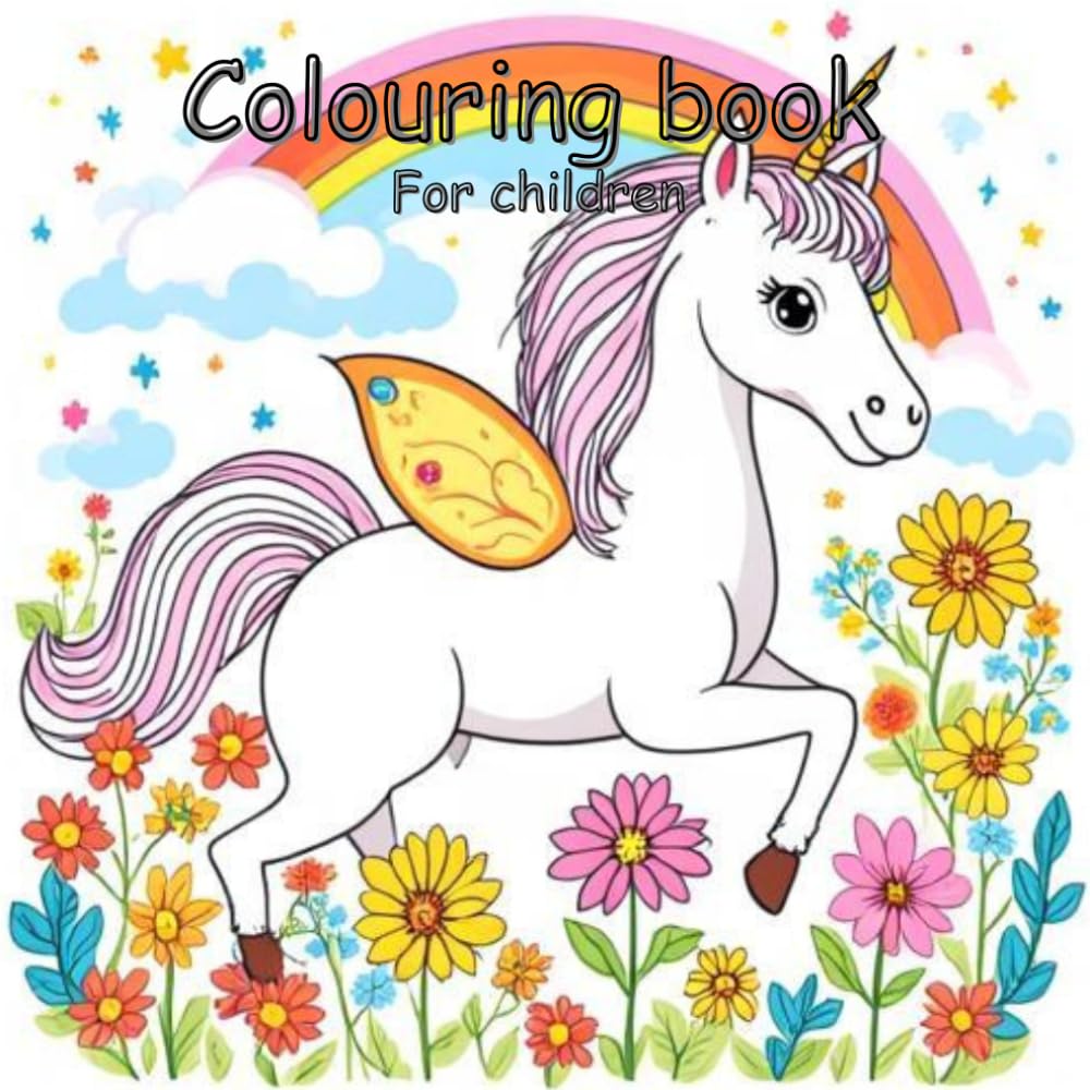 Colouring book for children: pretty animals, mythical creatures and flowers: Let your children take their mind somewhere else with loads of different images to colour