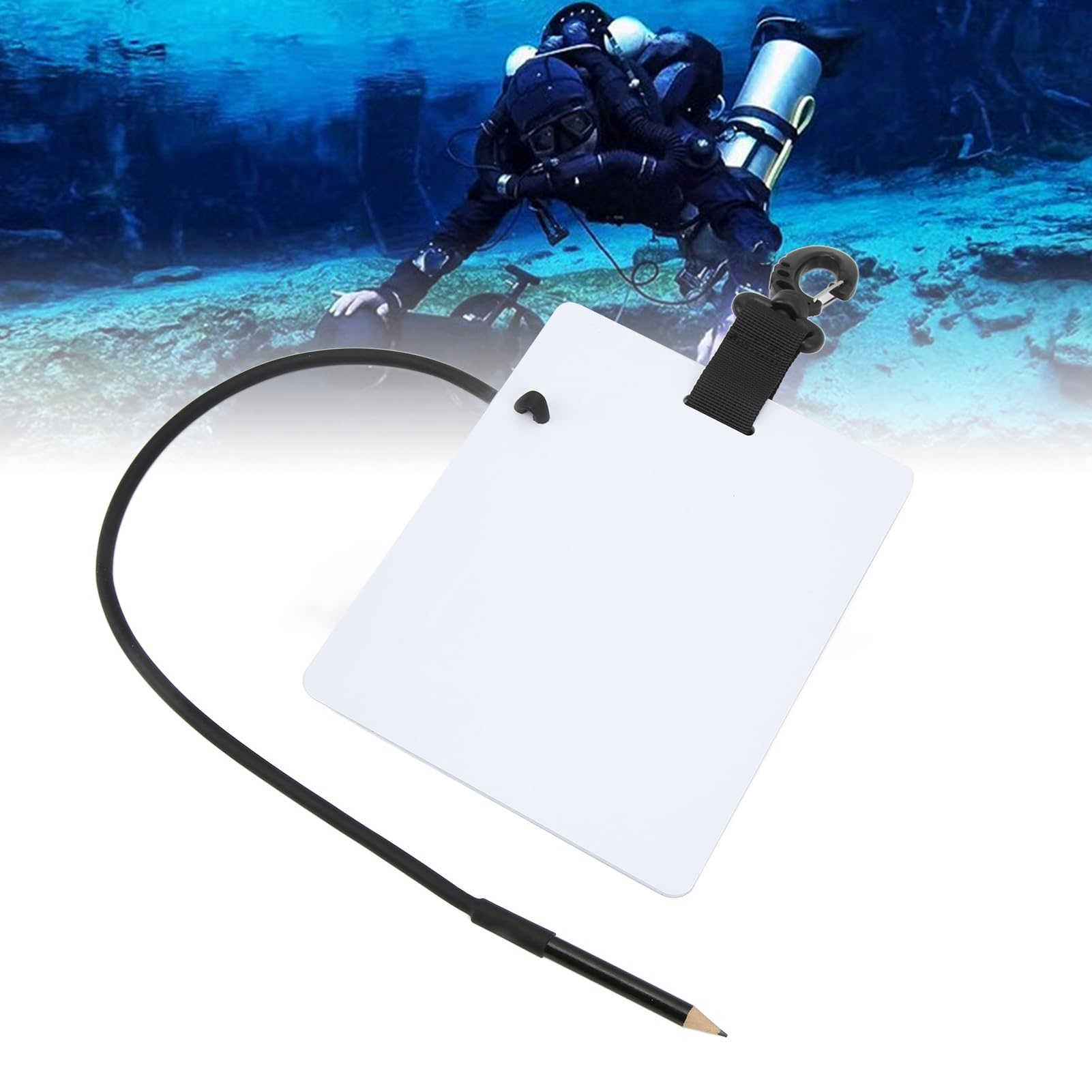 Diving Writing Board, Underwater Dive Slate with Pencil, Durable Writing Surface Wrist Writing Dive Slate for Scuba Diving Communication