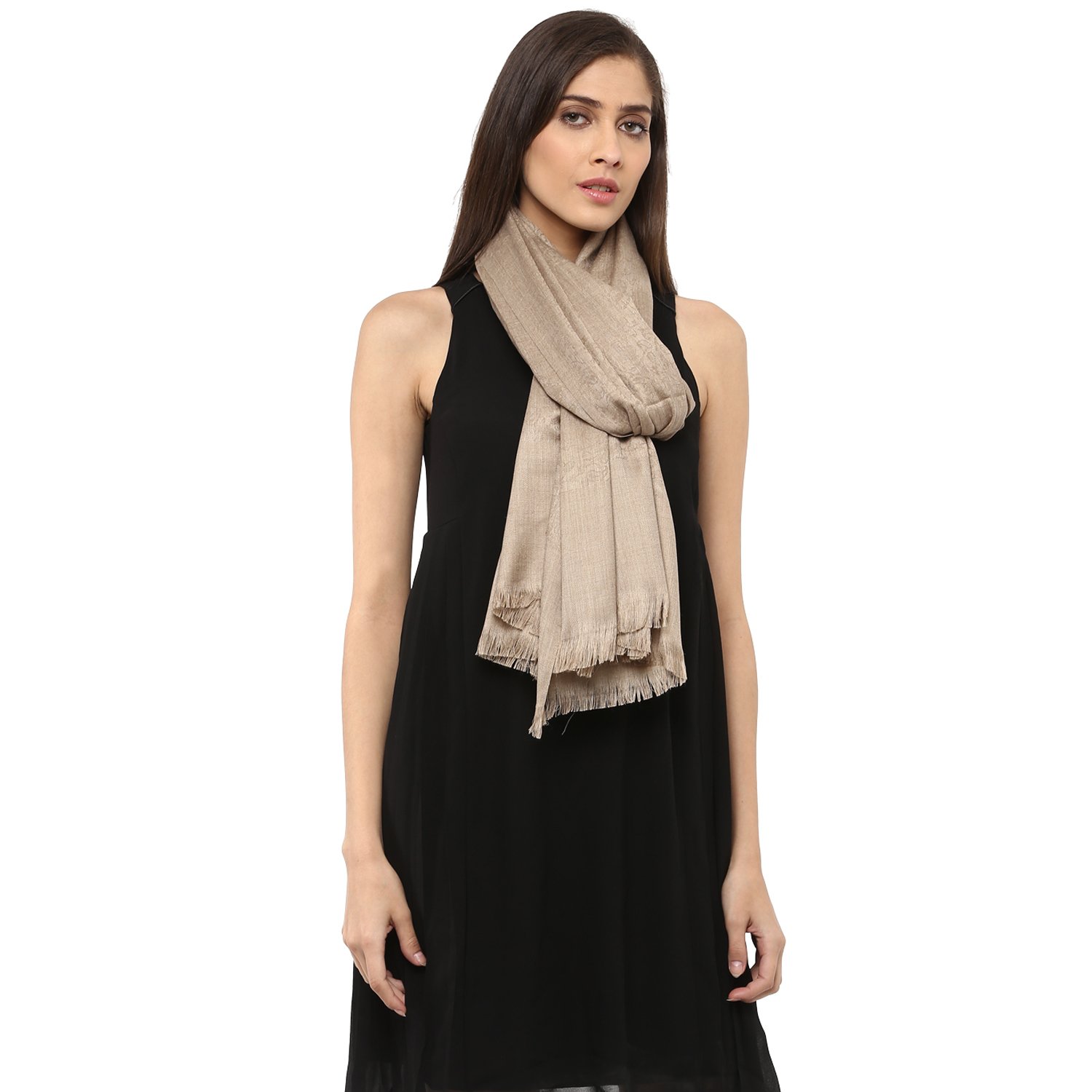 Pashtush Women's Fine Wool Jacquard Shawl, Faux Pashmina, Australian Merino Wool, Soft and Warm (Thar)