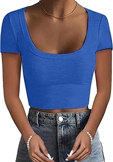 Sponsored You’re seeing this ad based on the product’s relevance to your search query.Learn more about this advertisement TrendiMax Women's T-Shirt Short Sleeve Ribbed Crop Tops Basic Shirts Slim Fit Sexy Tops Crop Summer T-Shirt Stretch Casual Blouse Crew Neck Tee Shirt