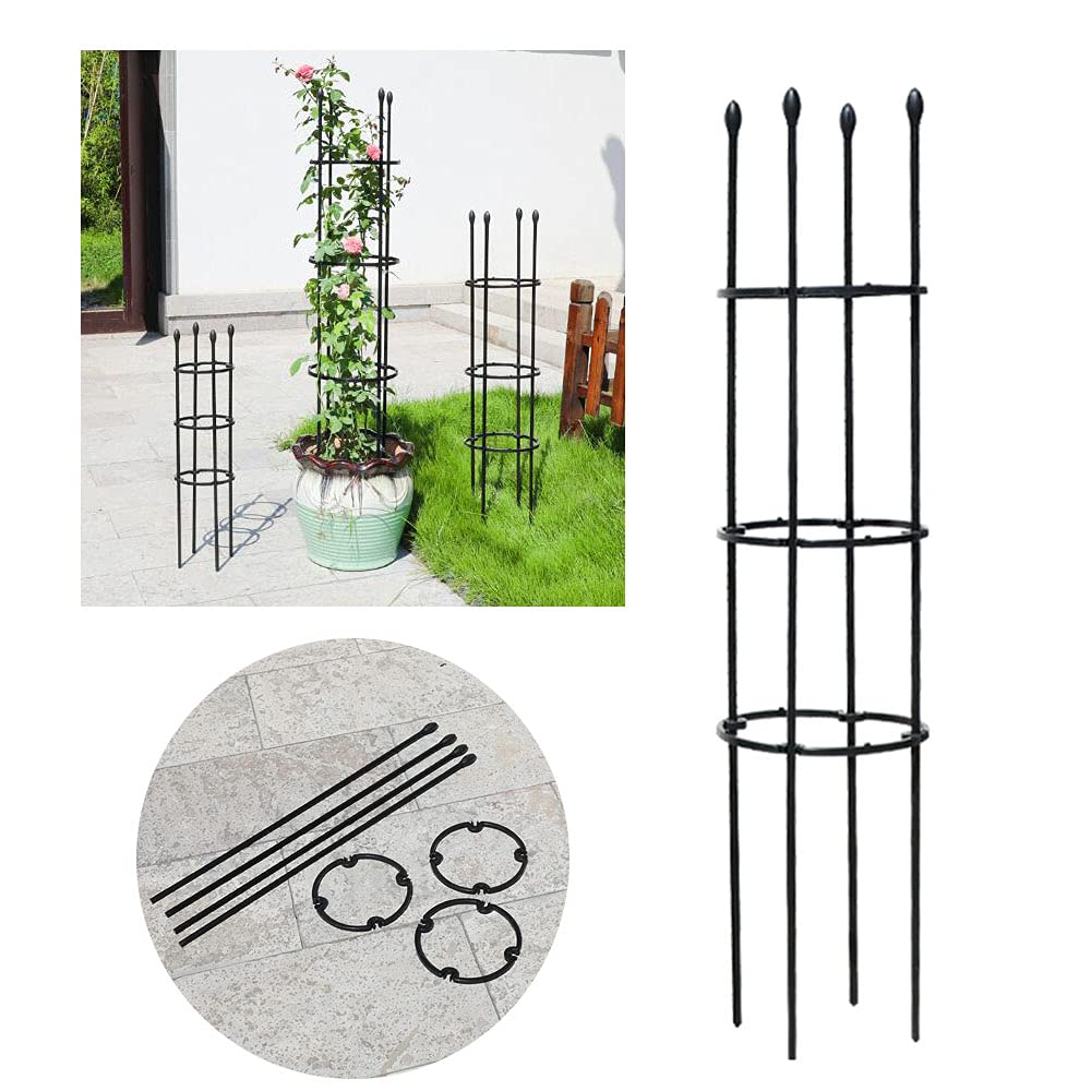 Tuteur en métal pour Plantes Support de Plantes de Jardin Treillis en Pot jardinières, extérieur intérieur Balcon, Noir, Height 90cm,120cm
