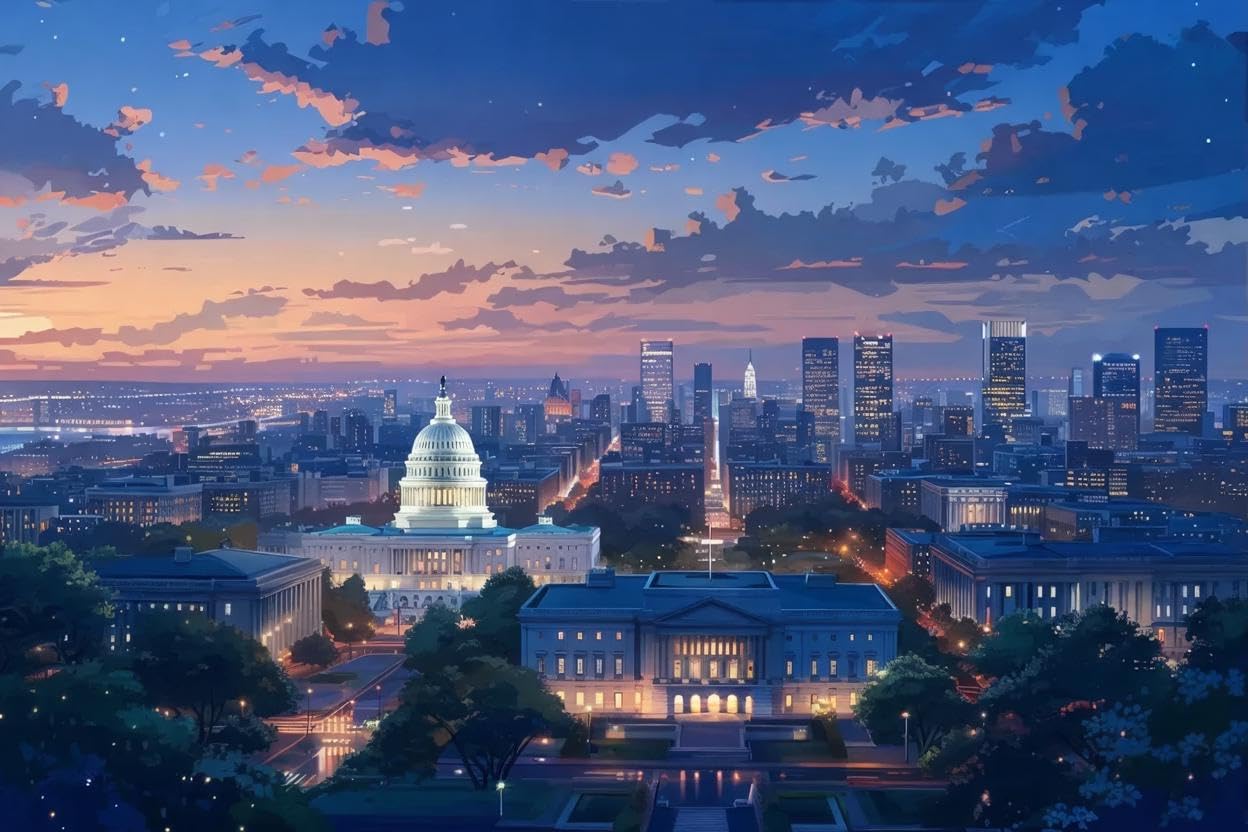 Wooden Jigsaw Puzzle 1000 Piece Washington DC City Night View Anime Wooden Jigsaw Puzzles Challenging Educational Interactive Toys for Family Creative