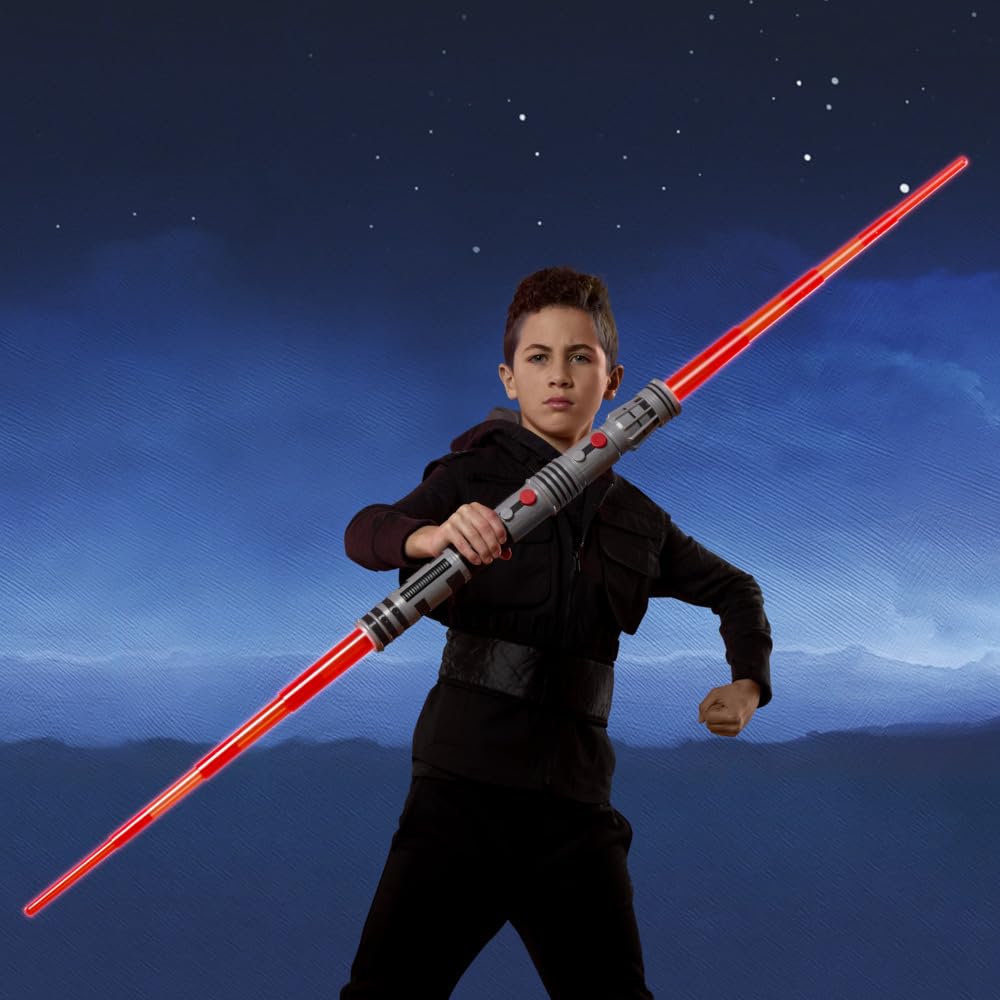 Star Wars, Darth Maul, Sable de luz electrónico de Doble Hoja, Sable de luz Rojo Oficial, para Usar con Disfraces, Juguetes para niños y niñas a Partir de 4 años