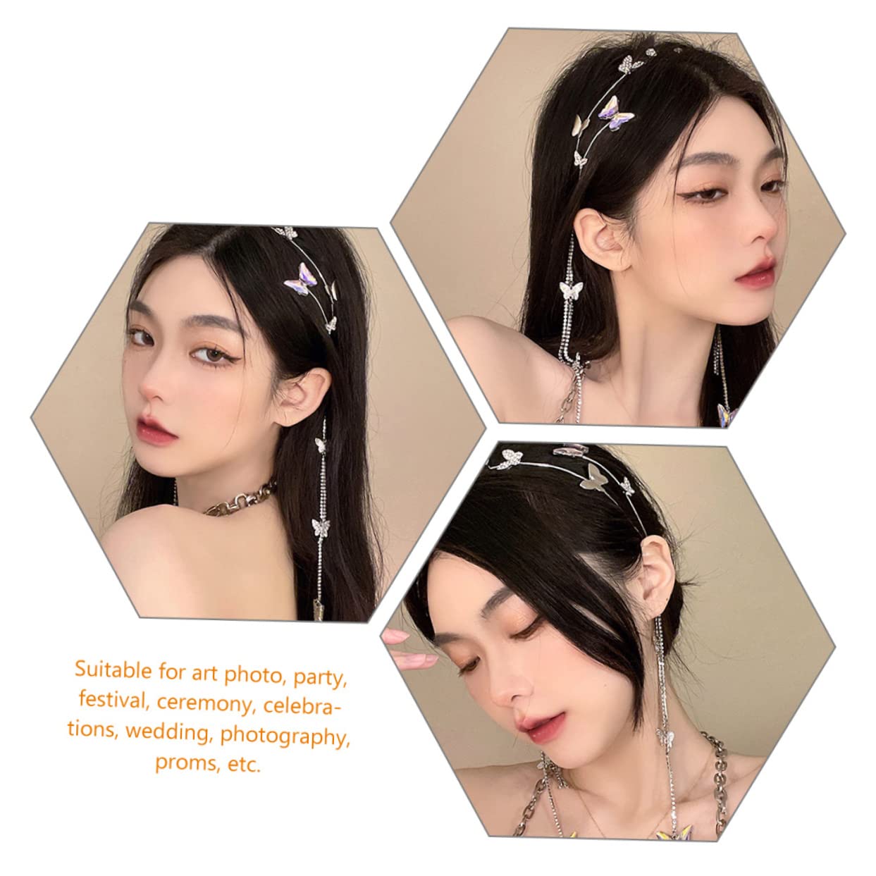 FRCOLOR 3 Diademas Elegantes Con Borlas De Y Cristales Para Mujer Diadema Ancha Para El Pelo.