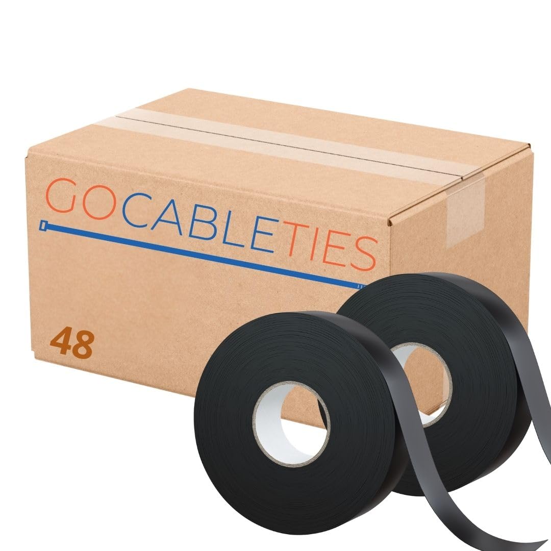 Gocableties 48 Rolls, Black Self Amalgamating Tape, 19mm x 5m, Waterproof Rubber Tape for Cable and Pipe Repair, Sealing Joints, and Insulating Electrical Connections