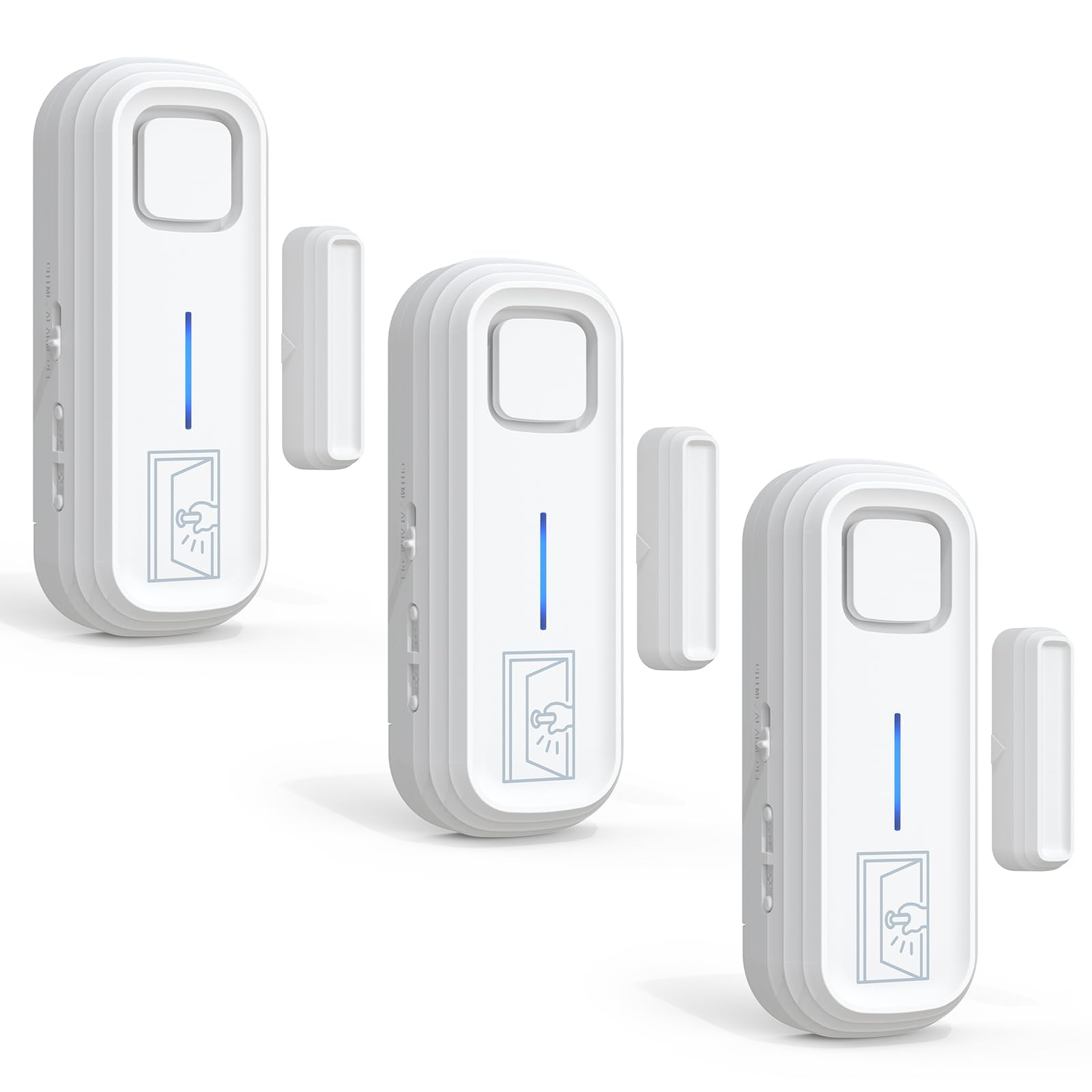 SanJie - Alarma de puerta con alertas instantáneas y retardadas de 30 s/1 min/2 min/4 min, alarma de ventana de puerta para seguridad de los niños/seguridad del hogar, volumen de 0-120 dB, alerta