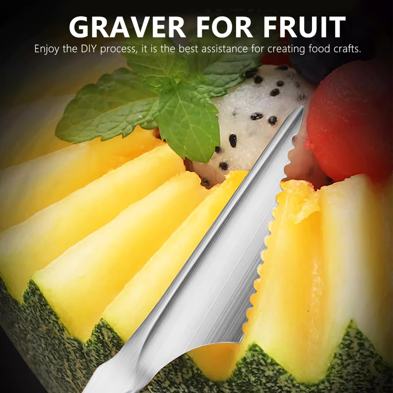 VILLCASE 2 Pcs V-Shaped Fruit Carving Knives, Stainless Steel Garnish Tools — Amazon image 4