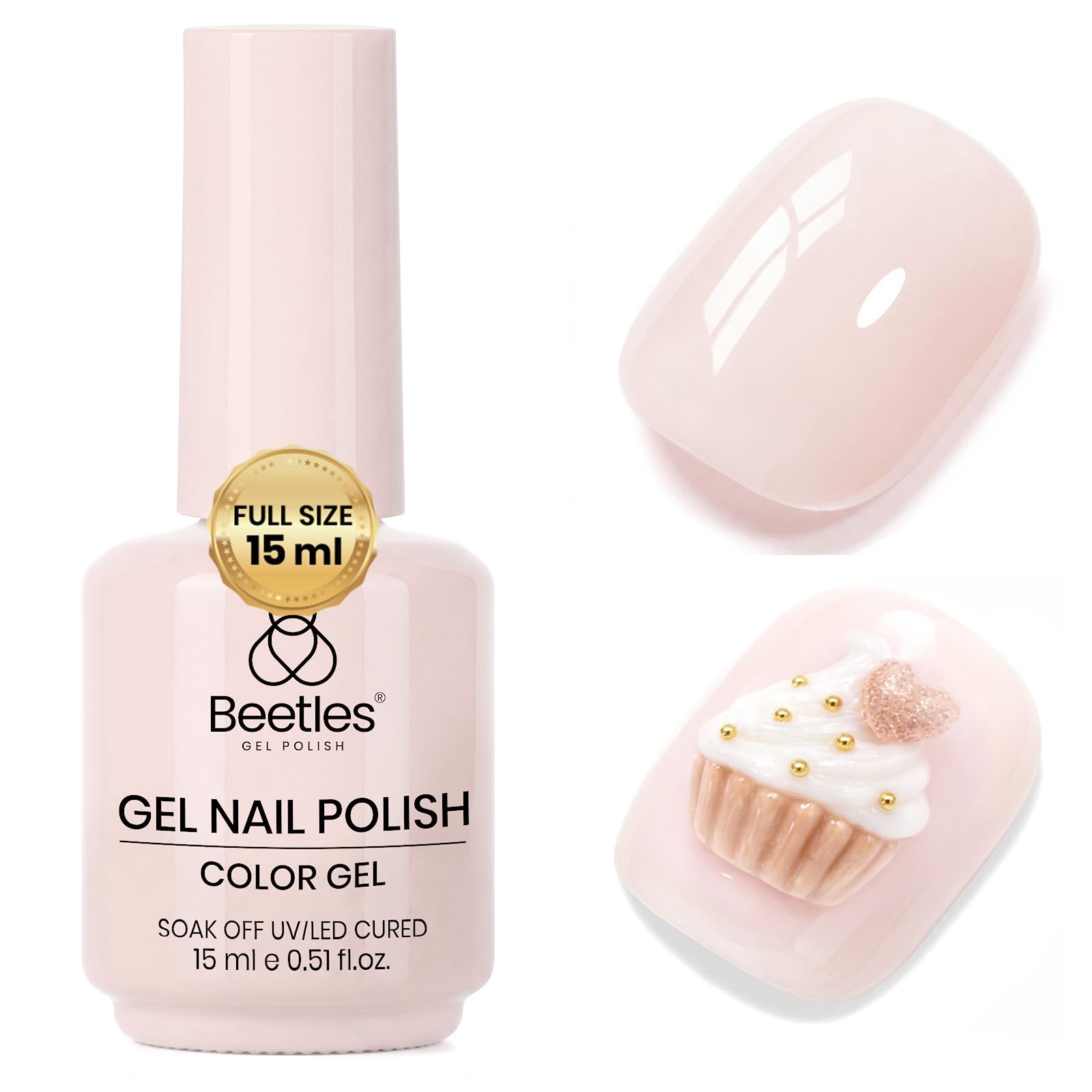 Beetles Gel Nail Polish Creamy Almond 15ML/0.51Fl Oz | Long-Lasting Manicure Salon DIY French Nails Home - main product image