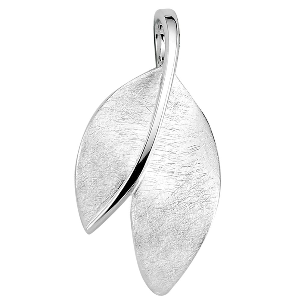 Vinani Anhänger 2 Blätter elegant gebürstet Sterling Silber 925 Doppelblatt 2ADB-EZ