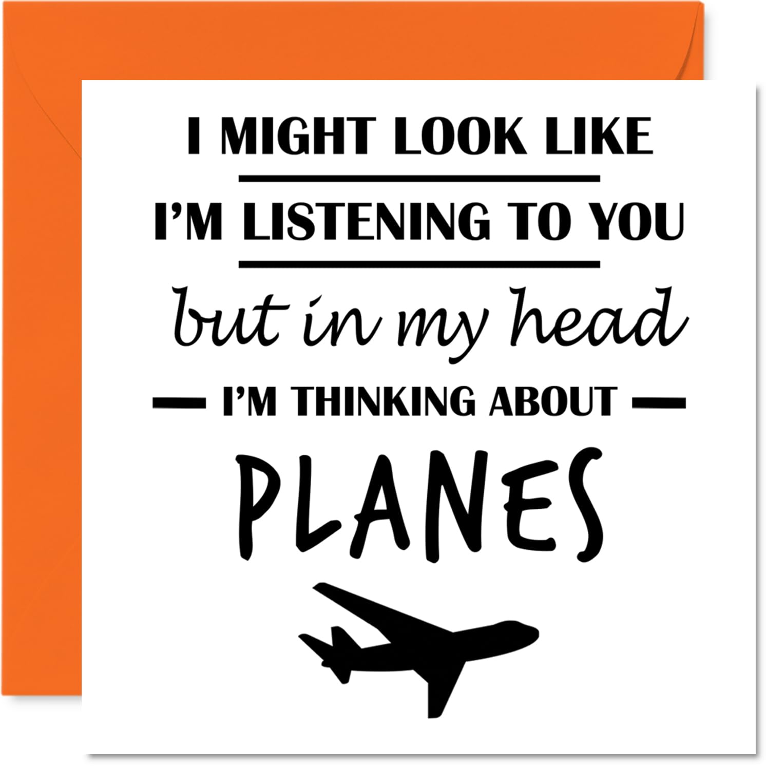 Planes Birthday Card for Men Women - In my Head - Happy Birthday Card for Uncle Nanny Colleague Grandma, 145mm Bday Greeting Cards