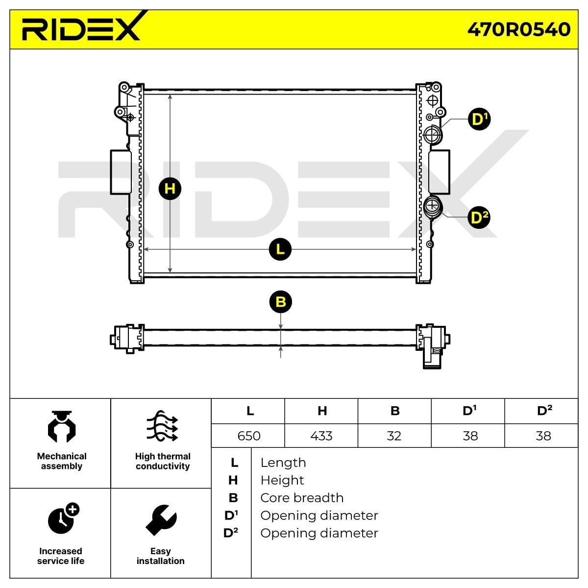 RIDEX 470R0540 Radiatore motore Compatibilità con IVECO DAILY III Cassone/Furgonato/Promiscuo