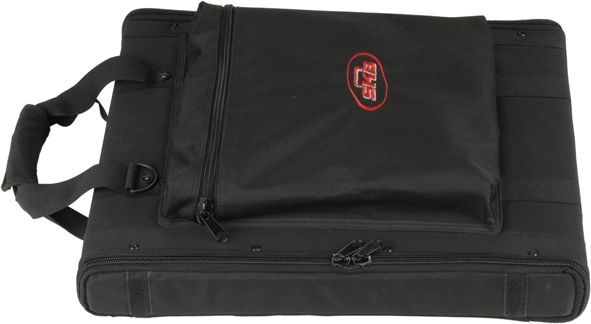 SKB Cases 1U Soft Rack Case for Wireless Microphone Systems with Steel Rails, Heavy Duty Zippers, Outer Pocket and Shoulder Straps, Black