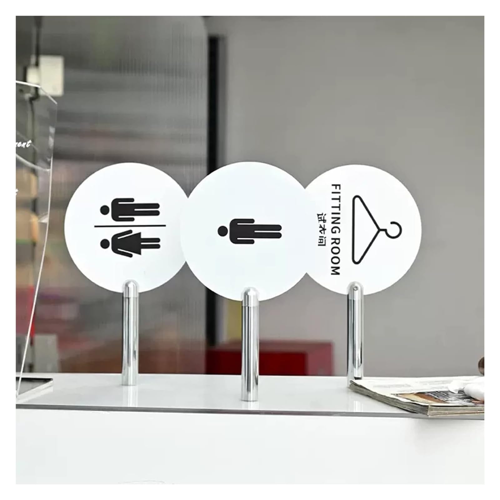 Carteles para aseos, Letreros de baño redondos doble cara 6 pulgadas | C