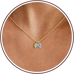 Birthstone Necklace for Women Dainty Gold Necklace with 2 Birthstone Christmas Stocking Stuffers Teen Girl Gifts Trendy Stuff Birthday Gift Moms 2025 Graduation Gift Adjustable Anniversary Jewelry for Daughter Girlfriend Friend