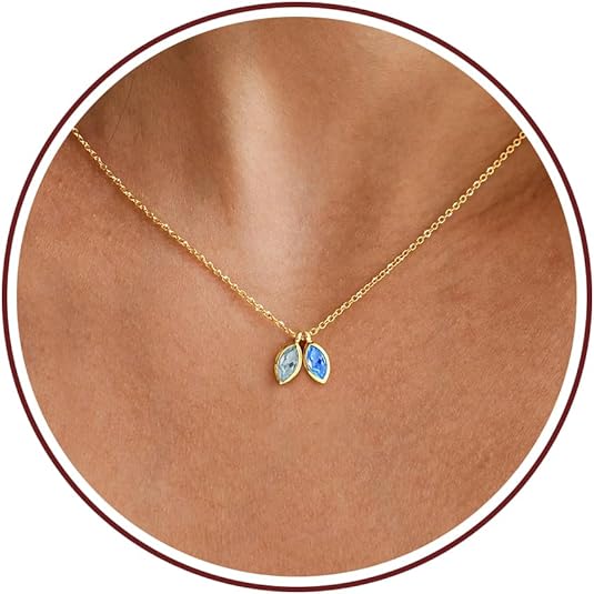 Birthstone Necklace for Women Dainty Gold Necklace with 2 Birthstone Christmas Stocking Stuffers Teen Girl Gifts Trendy Stuff Birthday Gift Moms 2025 Graduation Gift Adjustable Anniversary Jewelry for Daughter Girlfriend Friend