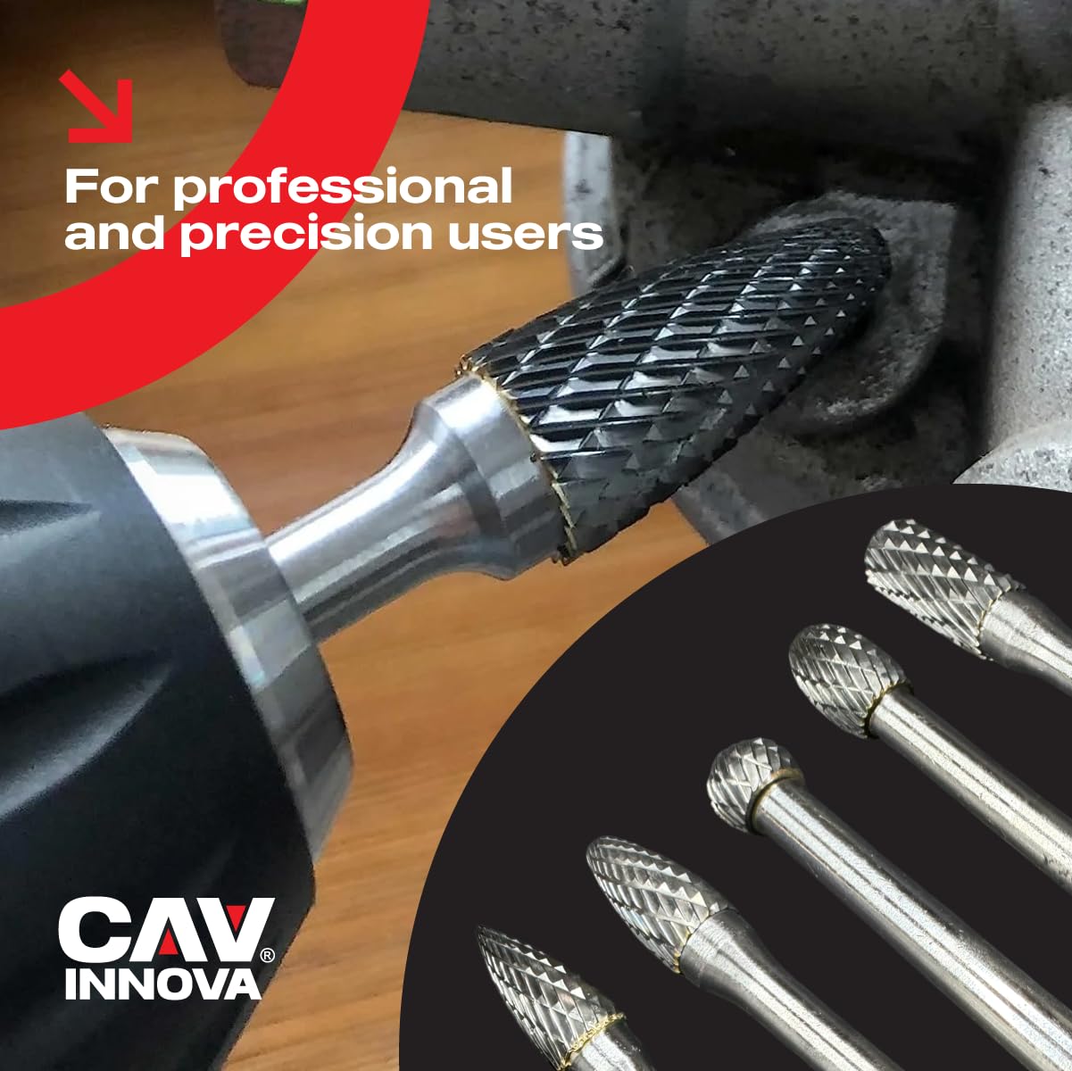 Set 5 Fresas de Carburo de Tungsteno (6 x 10 mm) para Taladro y Multiherramienta | Brocas Rotativas Tipo Lápiz, Lima, Carbide Burr para Metal, Acero, Aluminio, Madera y Plástico | Lijar
