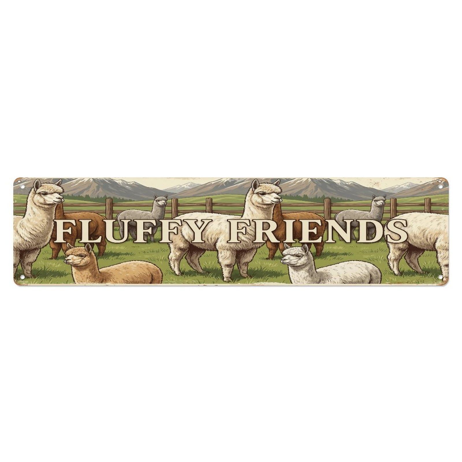 Xanthor Style Metal Tin Sign Vintage Yard Fluff Alpaca Farmhouse Funny Alpaca Backyard Farm