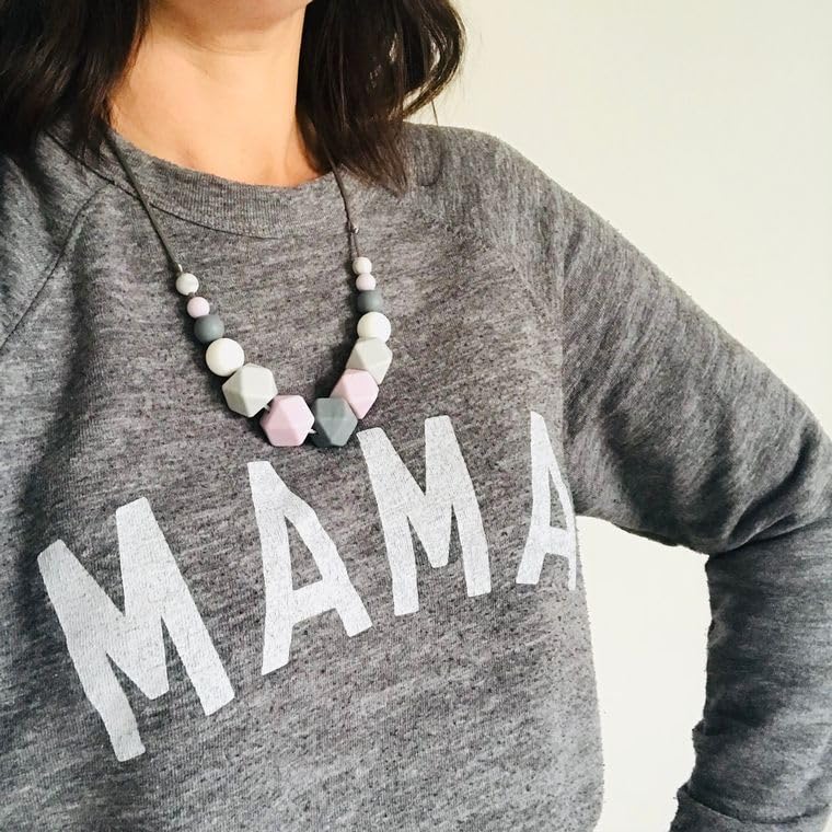 Lilacs & Greys Silicone Hexagon Breastfeeding Nursing Fiddle Necklace - Image 4