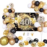 🌻【Banner de fondo de fondo de feliz cumpleaños número 40】 El fondo de fiesta de cumpleaños número 40 de oro negro será divertido para tu fiesta. 180 x 115 cm, es lo suficientemente grande para decoración de fiestas o fondo fotográfico. Impresión digital de alta resolución, detalles llamativos y colores realistas.