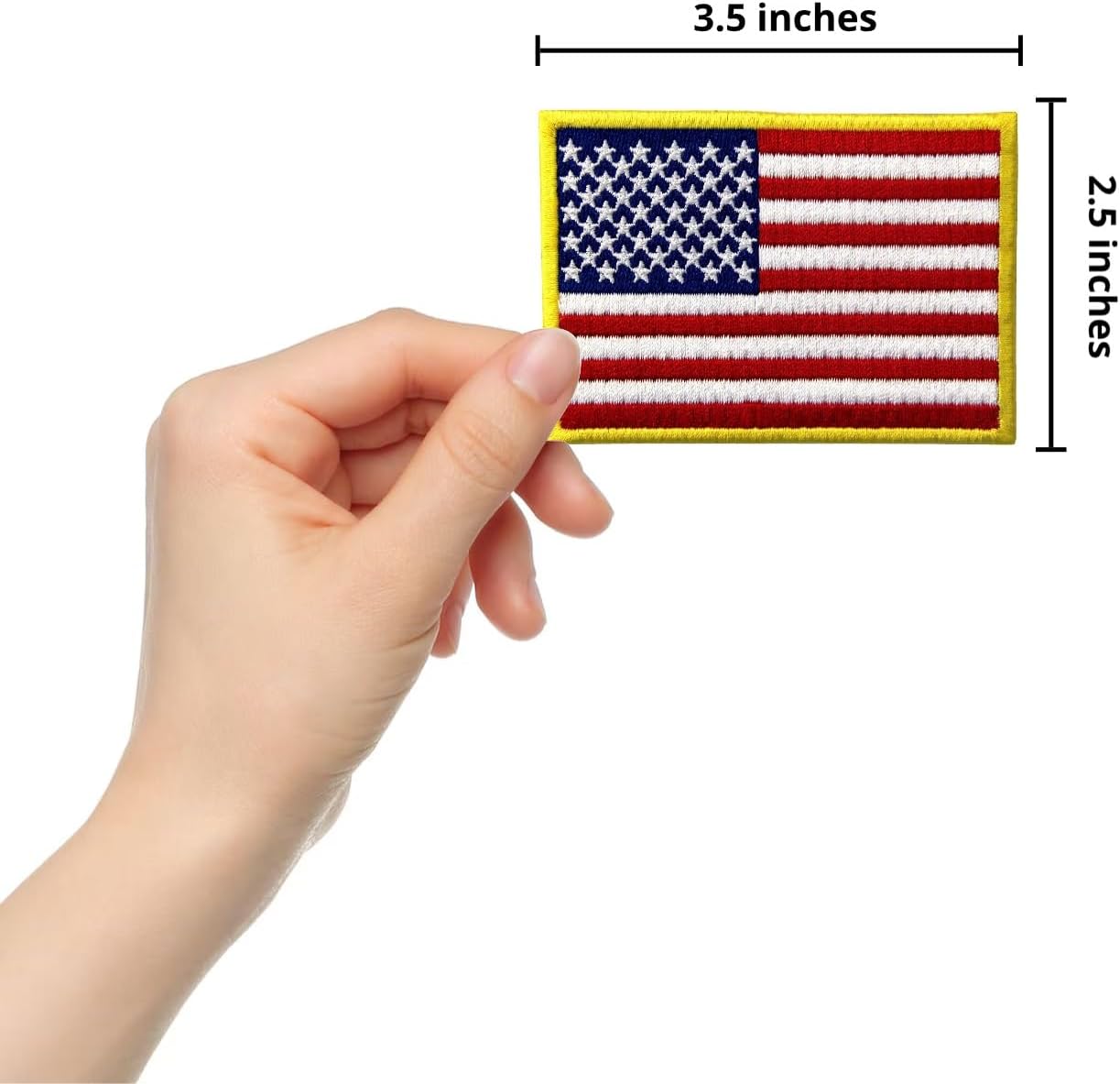 2 pcs American Flag Premium Embroidered Patch - Gold Border | USA United States of America Military Uniform Iron On/Sew On Emblem image 2