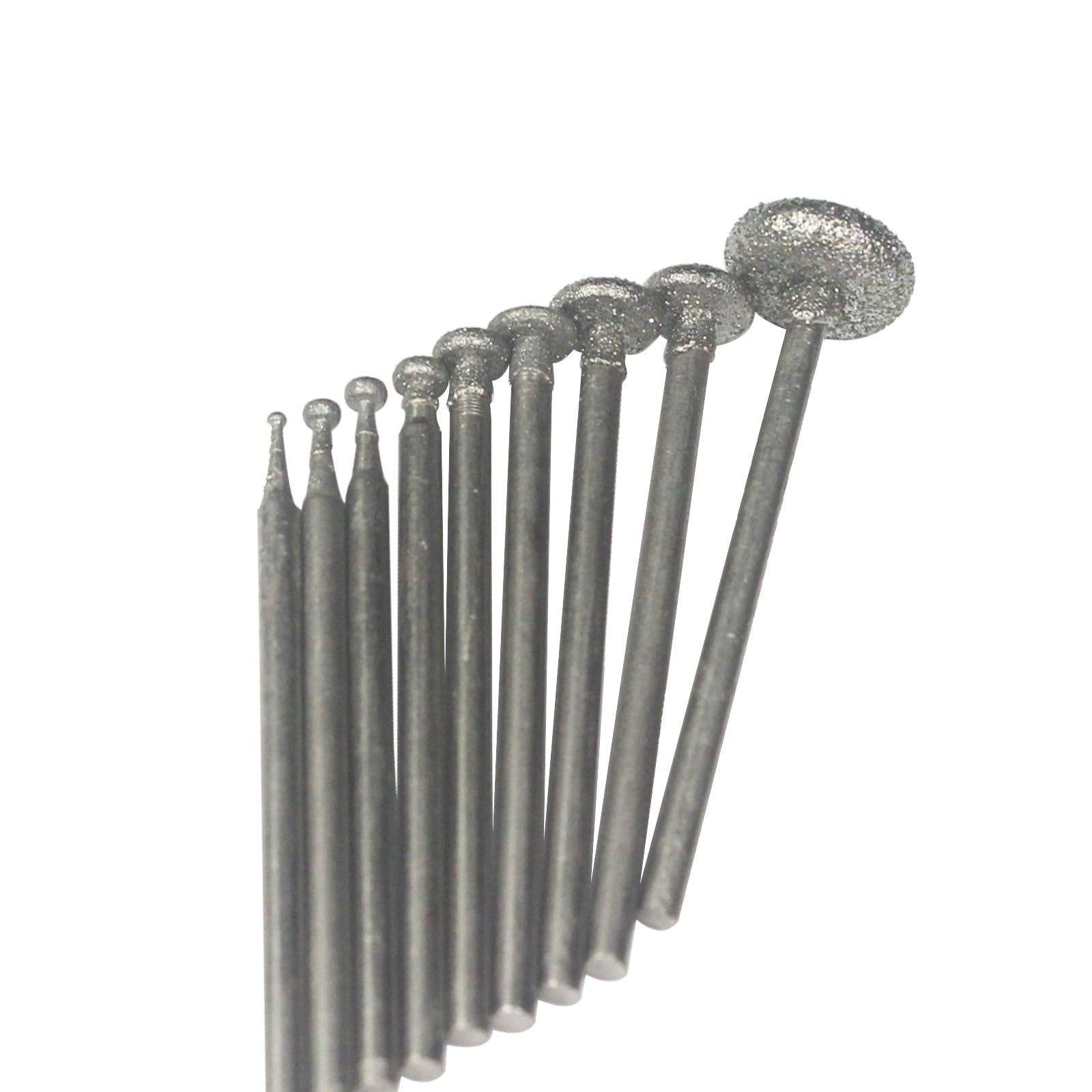 9 Pcs Round - Flat Shape Diamond Burr | 3/32'' Shank Diamond Burs Stone Carving Bits For Jade, Gemstone, Agate, Rock, Glass, Ceramics for Rotary Tools-image-42