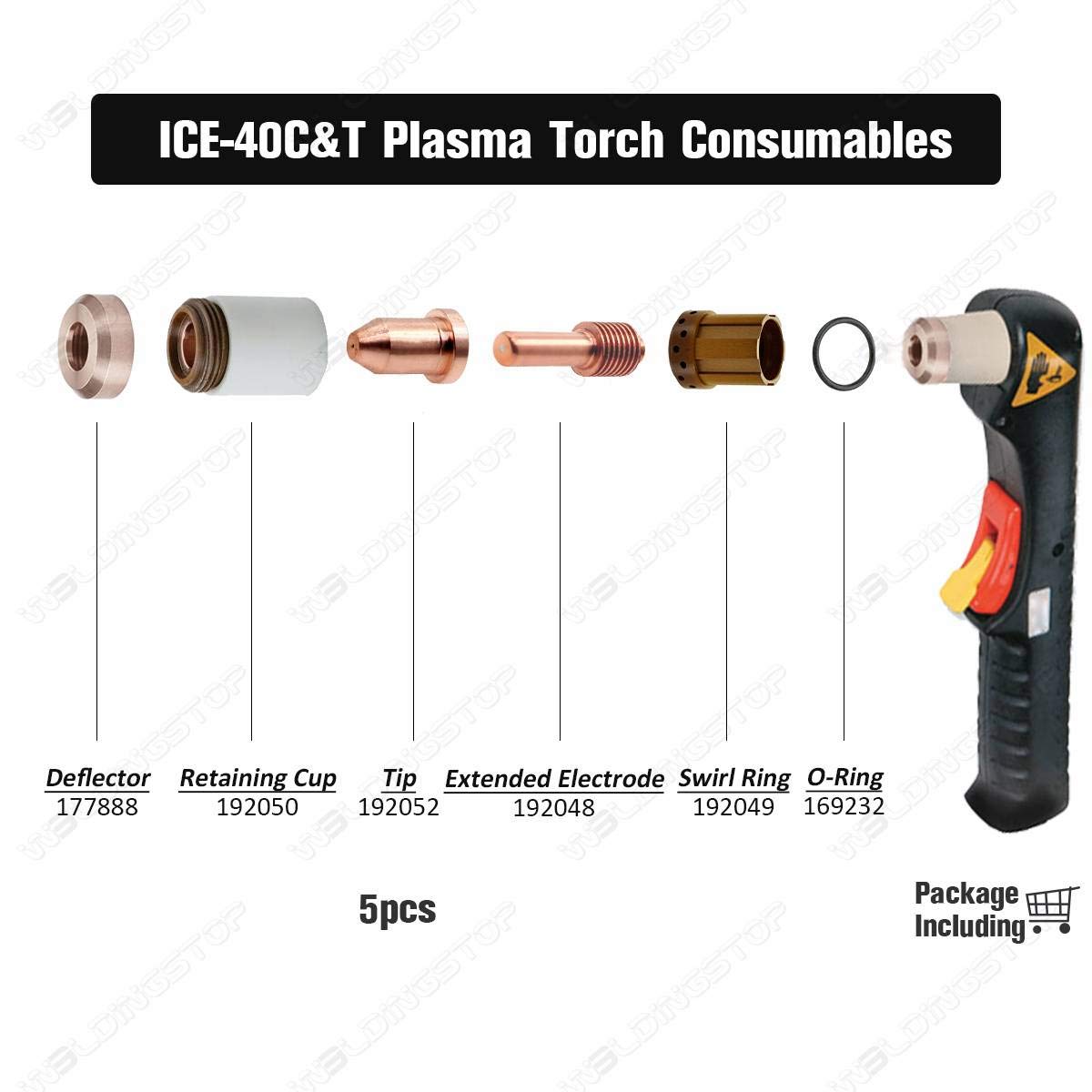 20-Piece Plasma Cutting Torch Nozzle & Electrode Kit - Fits PT-40, PT-60, IPT-60 Consumables 6 thumbnail image