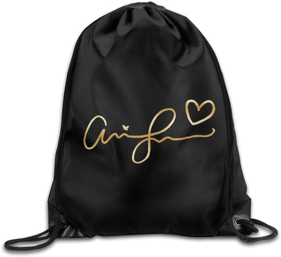 TAOYNG Ariana Grande Signature Gold Logo Drawstring Backpack Bag