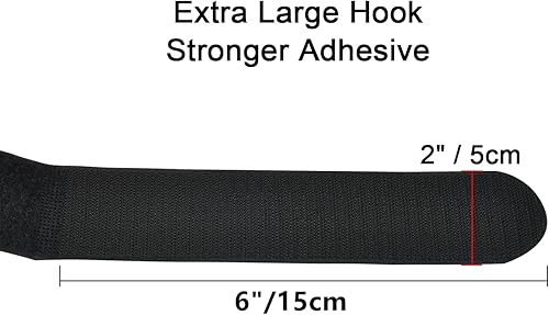 Miniatura 8 de 2 bridas de gancho y bucle de 60 pulgadas, paquete de 6 correas adhesivas de sujeción ajustable resistente con hebilla de anillo en D de plástico,