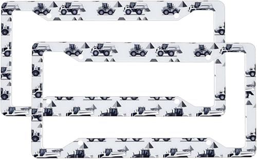 2 Pcs Car License Plate Frames for Women Men - Vintage Excavators Print Solid Aluminum License Plate Cover for Car Accessories for Women Men with