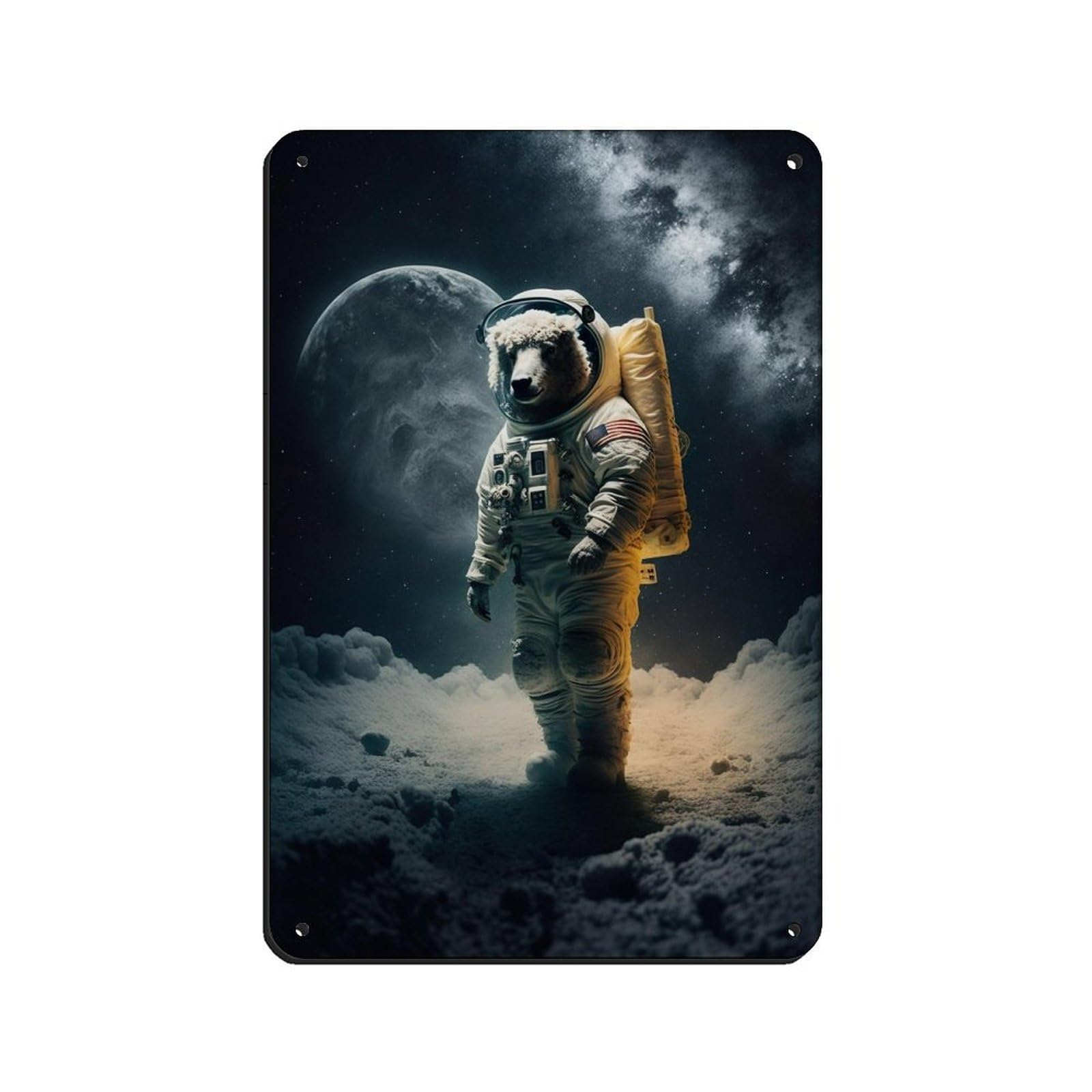 Astronaut Sheep, Futuristic Animal Tin Sign Vintage Metal Pub Club Cafe Bar Home Wall Art Decoration Poster Retro 8x12inch(20x30cm)