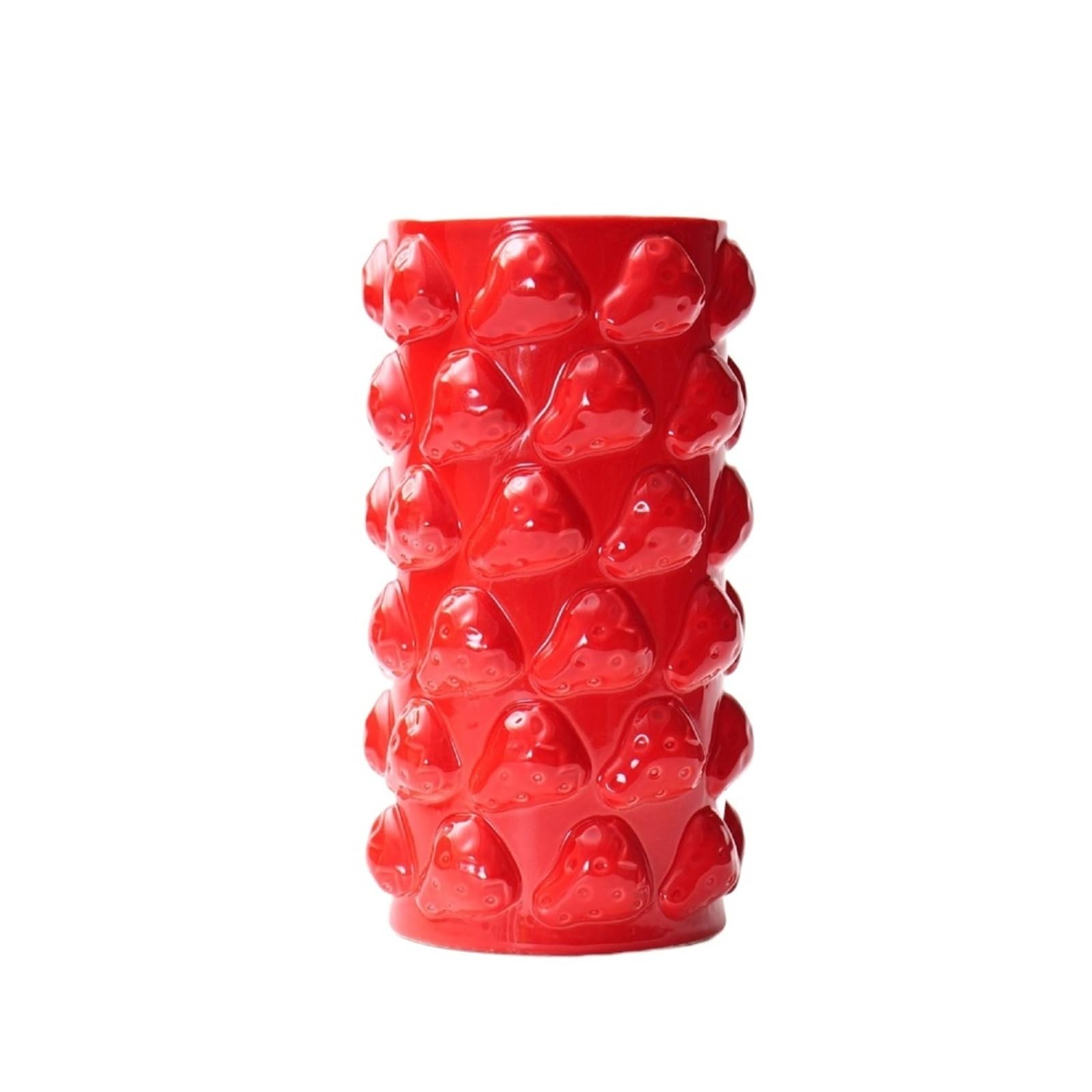 Fruit Vases Fruit Lemon Ceramic Vase Strawberry Flower Arrangement Desktop Ware Ornaments(Red)