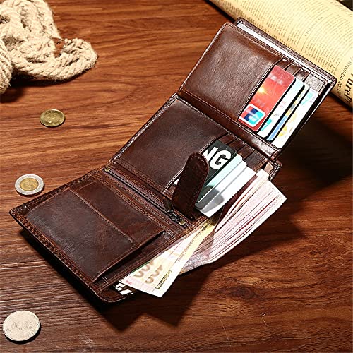 Handmade Men's Wallet Short Large-capacity Multi-card Vertical Bill Clip Casual(D)4