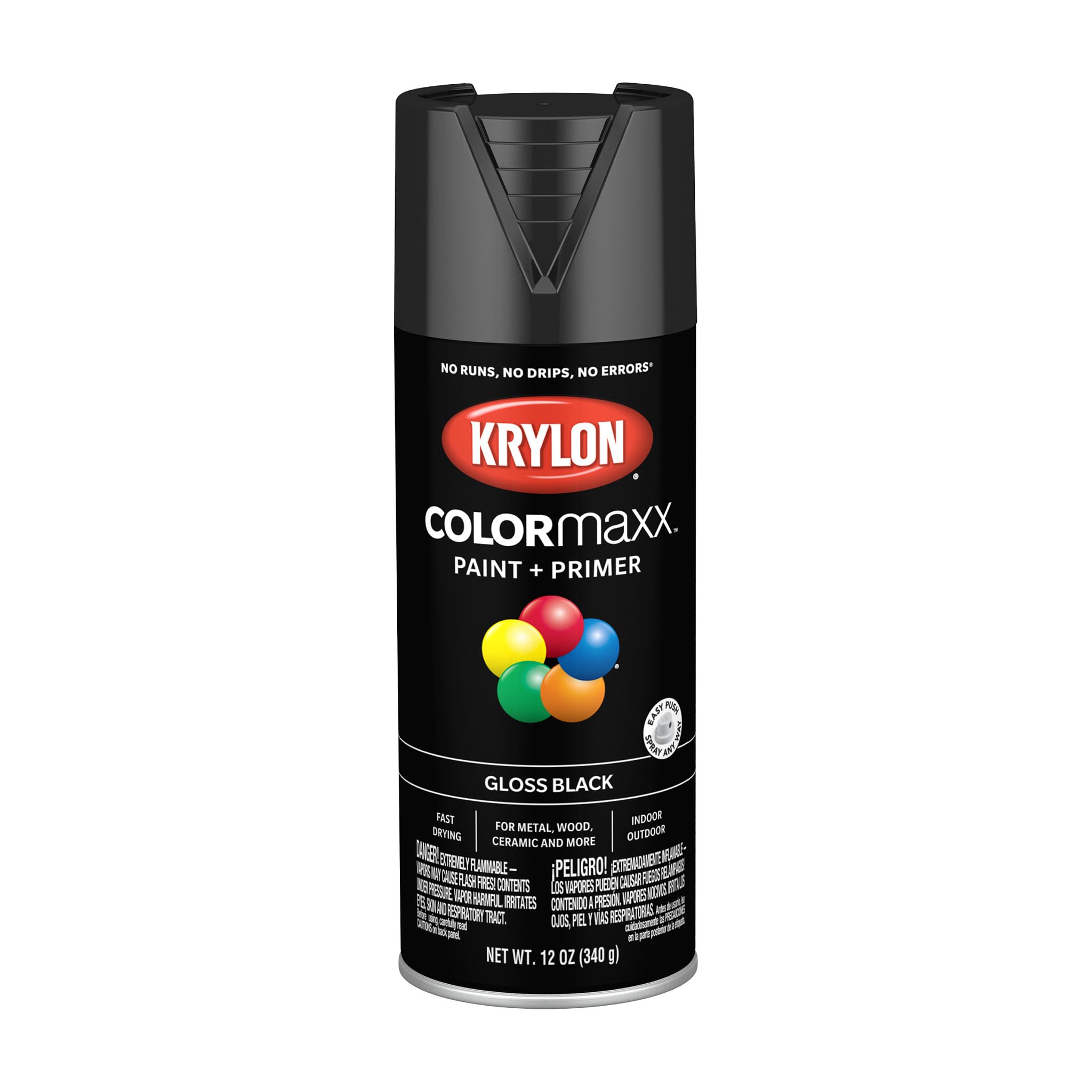 Krylon COLORmaxx Paint & Primer 12Oz, Gloss Black