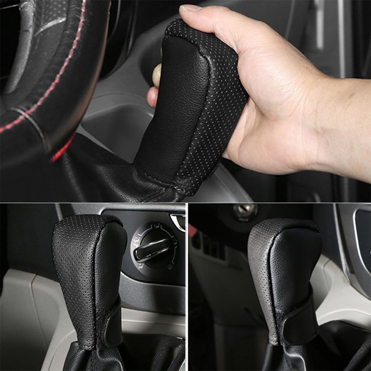 Collar De Cuero Genuino Para Palanca De Cambios De Coche, Cubierta De Perilla De Palanca De