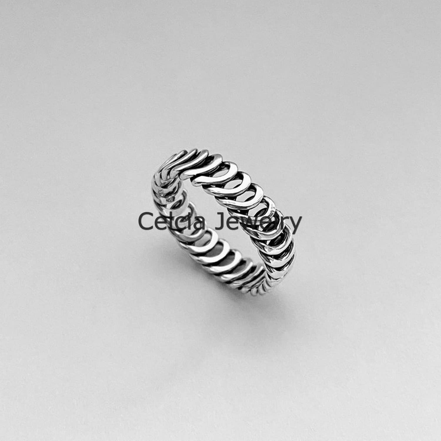 Sólido anillo de bucles de eternidad de plata de ley 925, anillo increíble, anillo delicado, anillo clásico hecho a mano único, anillo bohemio bohemio, anillo minimalista, anillo del día de la madre