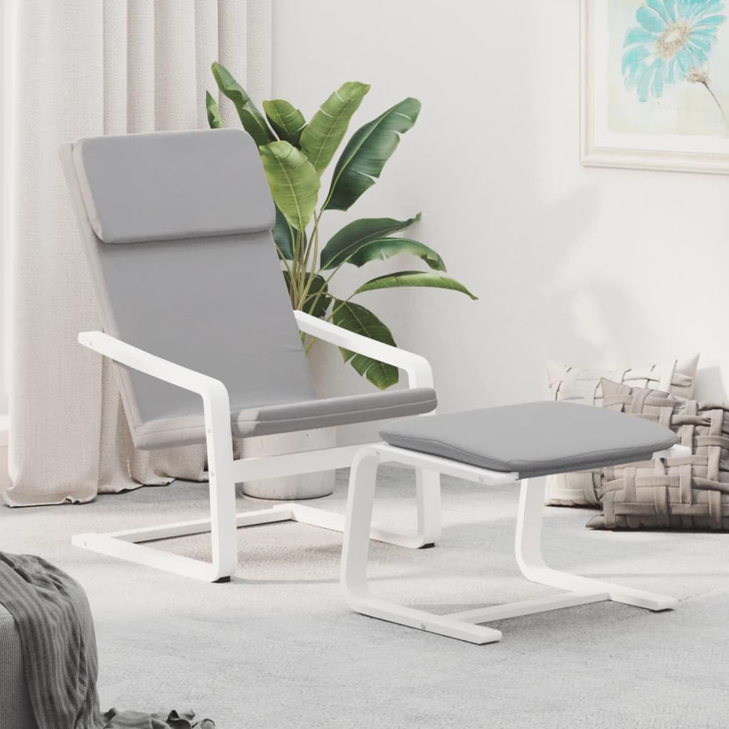 vidaXL Chaise de Relaxation avec Repose-Pied Gris Clair Tissu, Chaise de Salle à Manger, Chaise, mobilier de Salon, Chaise de Bureau, Fauteuil