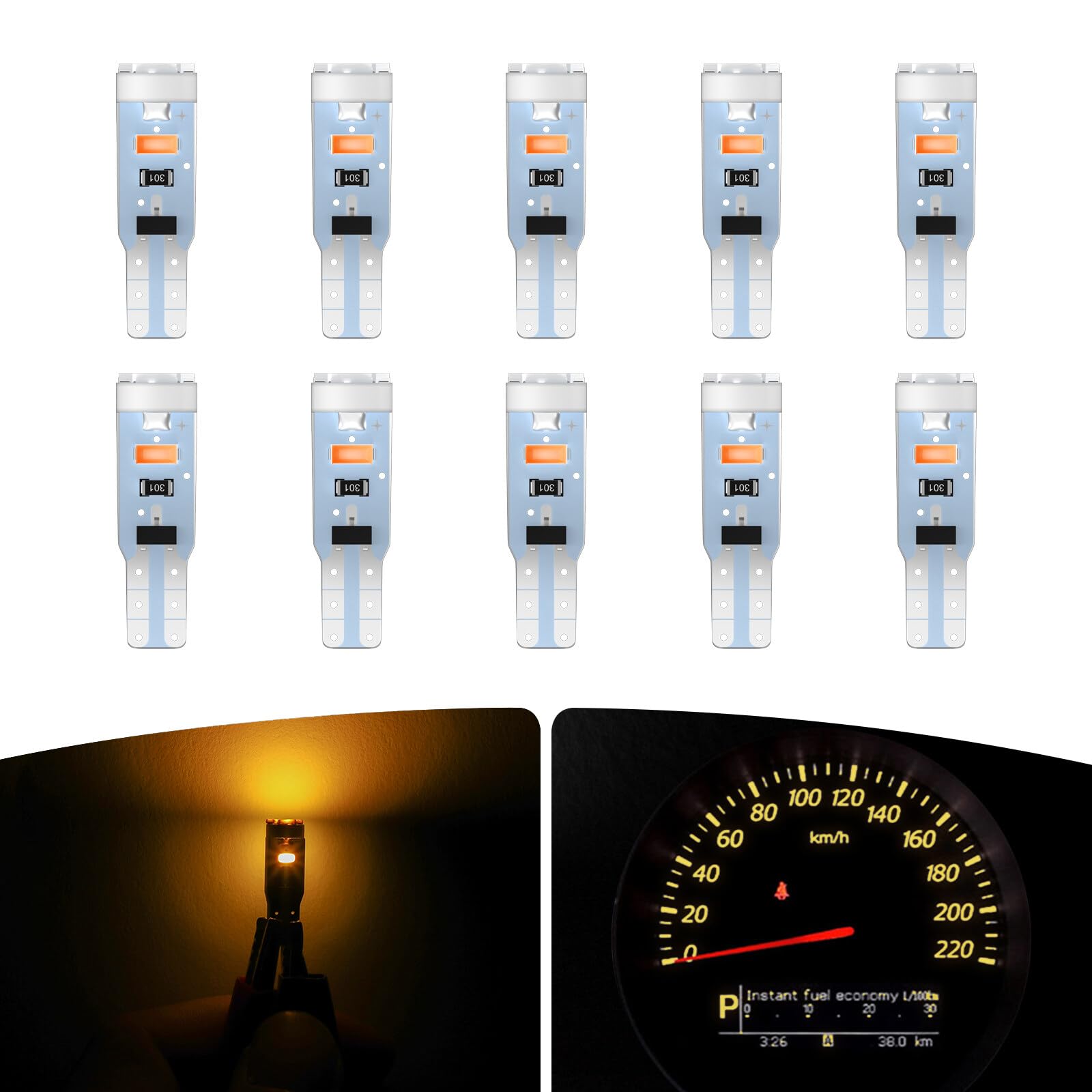 ECCPP 10x Instrument Cluster Dash Panel Lights T5-5-3014-SMD-Orange