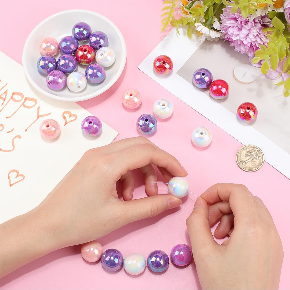 50Pcs 5 Colors Acrylic Round Beads 20mm Chunky Beads Bulk Mothers Day AB Color Ball Bubblegum Colorful Craft Smooth Opaque Spacer Loose Bead for Jewelry Making Bracelets Necklaces DIY Crafts - Image 3