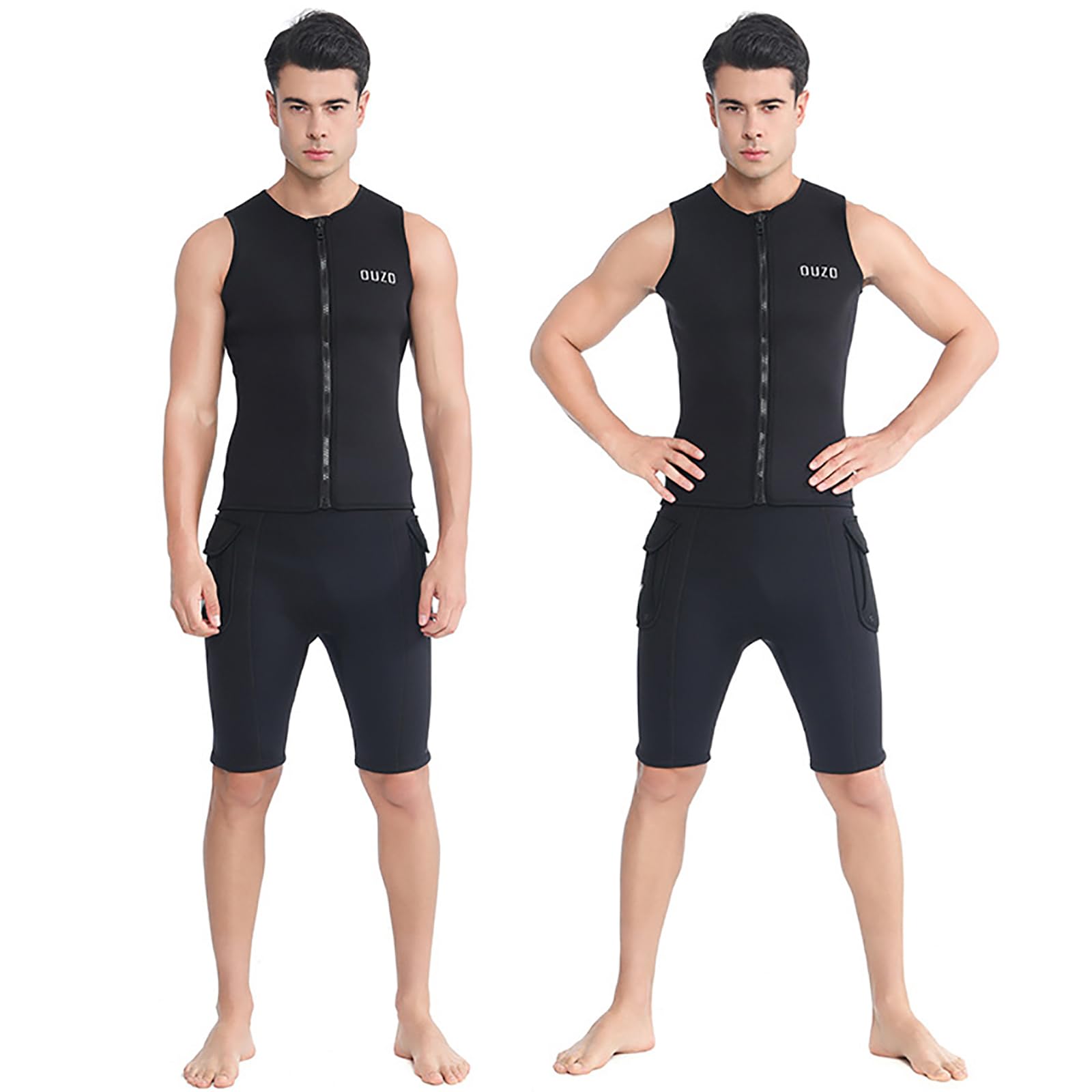 WYYHAA 3MM Neoprene Sleeveless Wetsuit for Men, Split Body Diving Vest and Shorts for Surfing Swimming Drifting Canoeing Water Sports, CR Super Stretch, Mercerized Warm,L