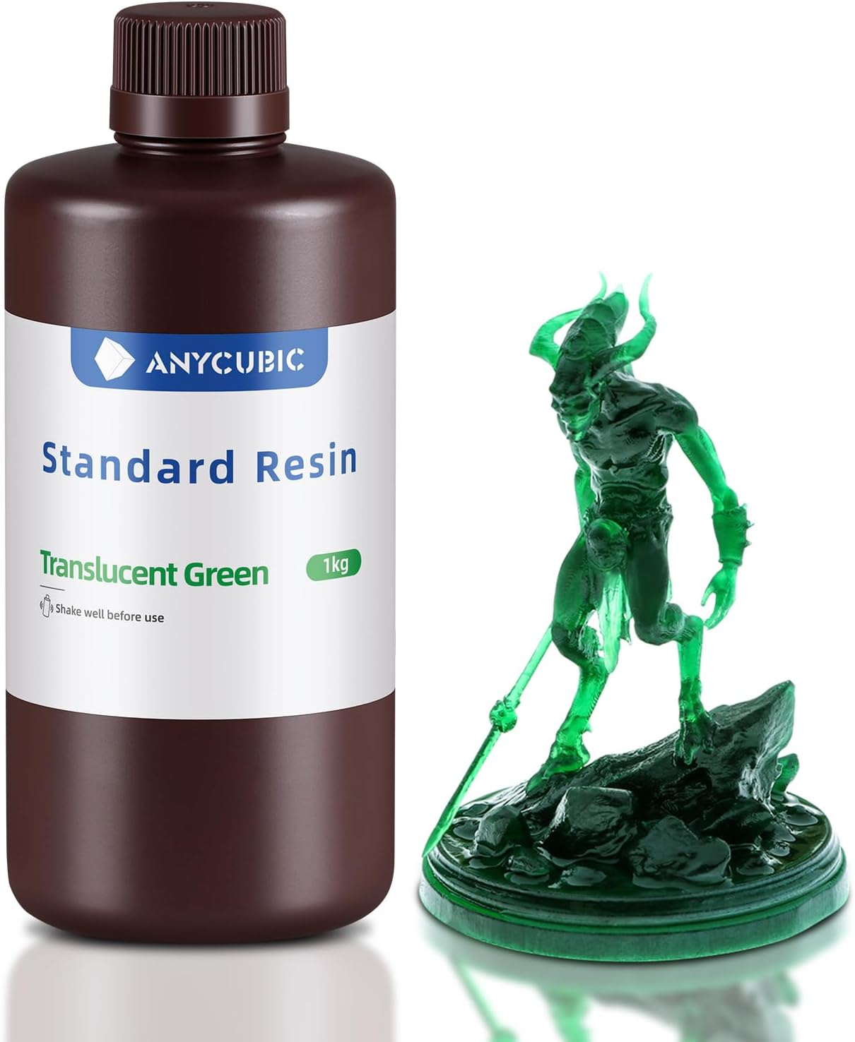 ANYCUBIC 3D Printer Resin, 405nm High Precision Fast Curing UV Photopolymer Resin for LCD 3D Printing, 1kg TL Green