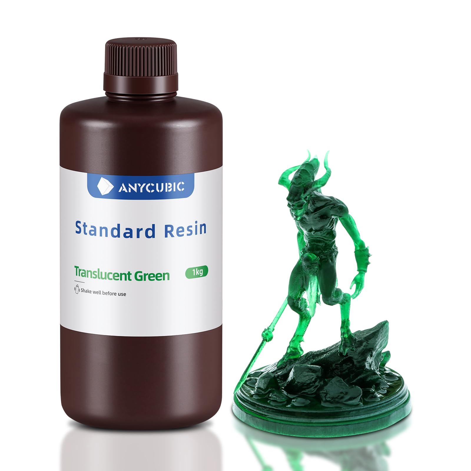 ANYCUBIC 3D Printer Resin, 405nm High Precision Fast Curing UV Photopolymer Resin for LCD 3D Printing, 1kg TL Green